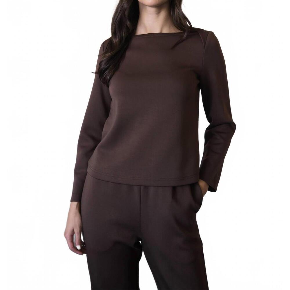 NEW P.CILL vera butter modal boat neck top in cocoa